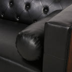 Contemporary Sofa with Diamond Tufting & Wood-Like Accents ¨C Deep Seating Modern Upholstered Couch