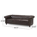 Christopher Knight Home Classic Tufted Chesterfield 3 Seater Sofa with Scrolled Arms & Nailhead Trim