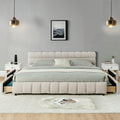 GDFStudio Abbott California King Size Tufted Chenille Upholstered Bed with Drawer and Headboard, Beige