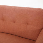 Mid-Century Modern Loveseat with Button-Tufted Waffle Stitch & Tapered Wood Legs ¨C Compact Small-Space Sofa