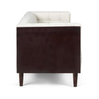 Stylish Mid-Century Modern Three-Seater Sofa with Button-Tufted Waffle Stitch