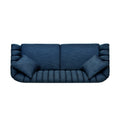 Contemporary Upholstered 3-Seater Sofa with Channel Stitching & Accent Pillows