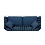 Contemporary Upholstered 3-Seater Sofa with Channel Stitching & Accent Pillows