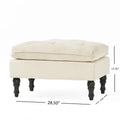 Christopher Knight Home Rectangular Tufted Pillow-Top Ottoman with Birchwood Frame & Turned Legs