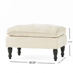 Christopher Knight Home Rectangular Tufted Pillow-Top Ottoman with Birchwood Frame & Turned Legs