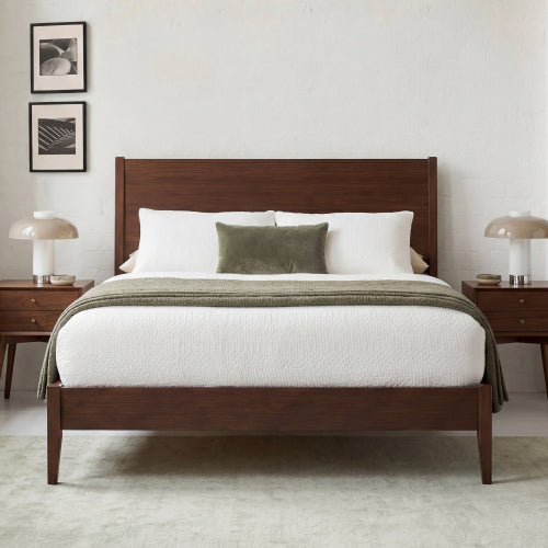 Christopher Knight Home Oreus Mid-Century Modern Bamboo Platform Bed with Headboard, Chocolate, King