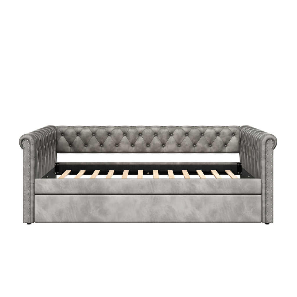 Christopher Knight Home Upholstered Velvet Daybed with Pull-Out Trundle & Tufted Backrest