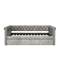 Christopher Knight Home Upholstered Velvet Daybed with Pull-Out Trundle & Tufted Backrest