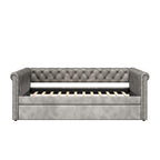 Christopher Knight Home Upholstered Velvet Daybed with Pull-Out Trundle & Tufted Backrest