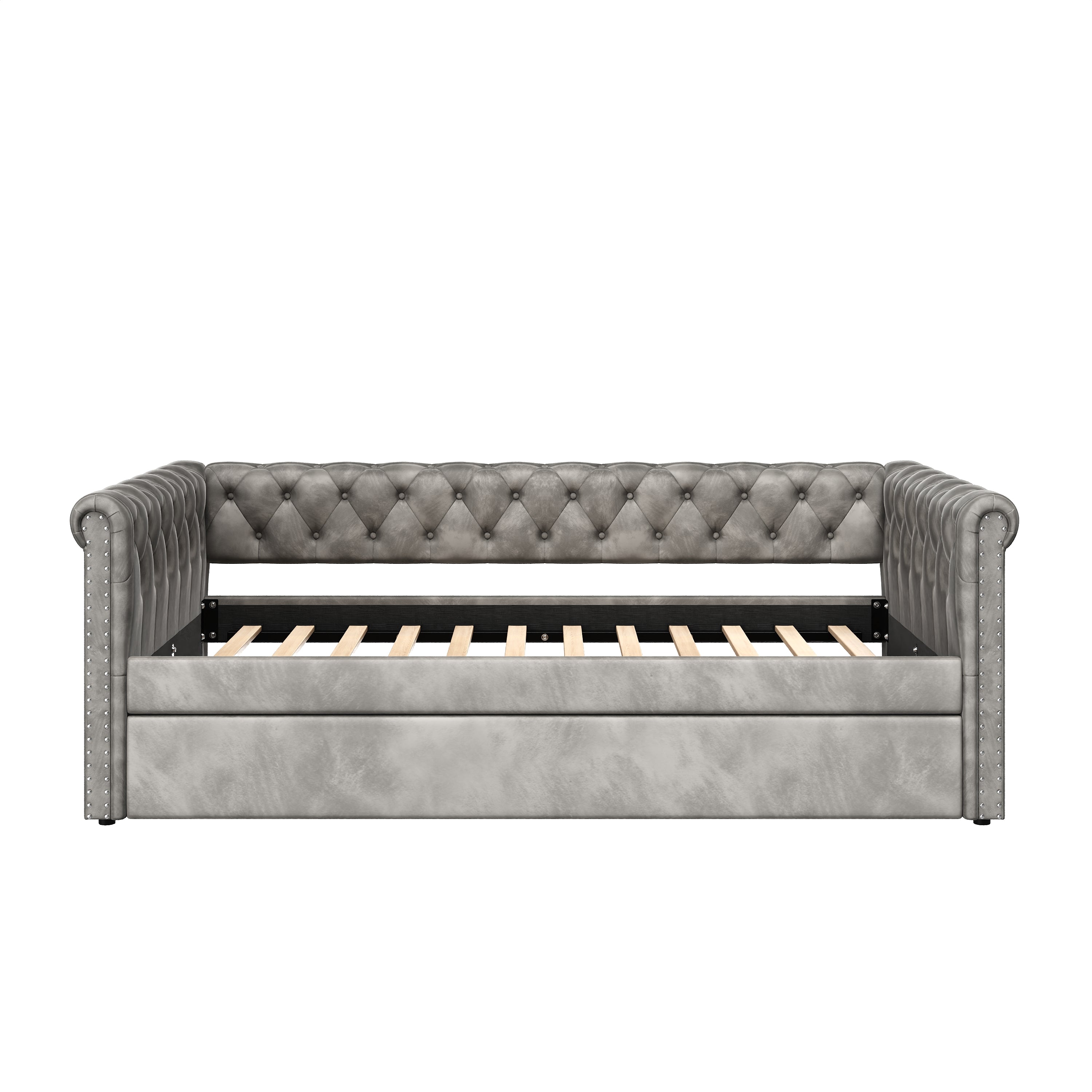 Christopher Knight Home Upholstered Velvet Daybed with Pull-Out Trundle & Tufted Backrest