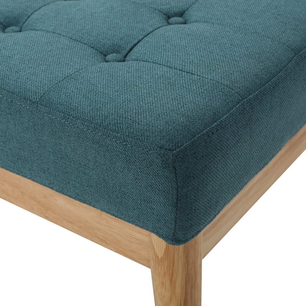 Christopher Knight Home Mid-Century Modern Tufted Upholstered Bench with Birch Wood Legs