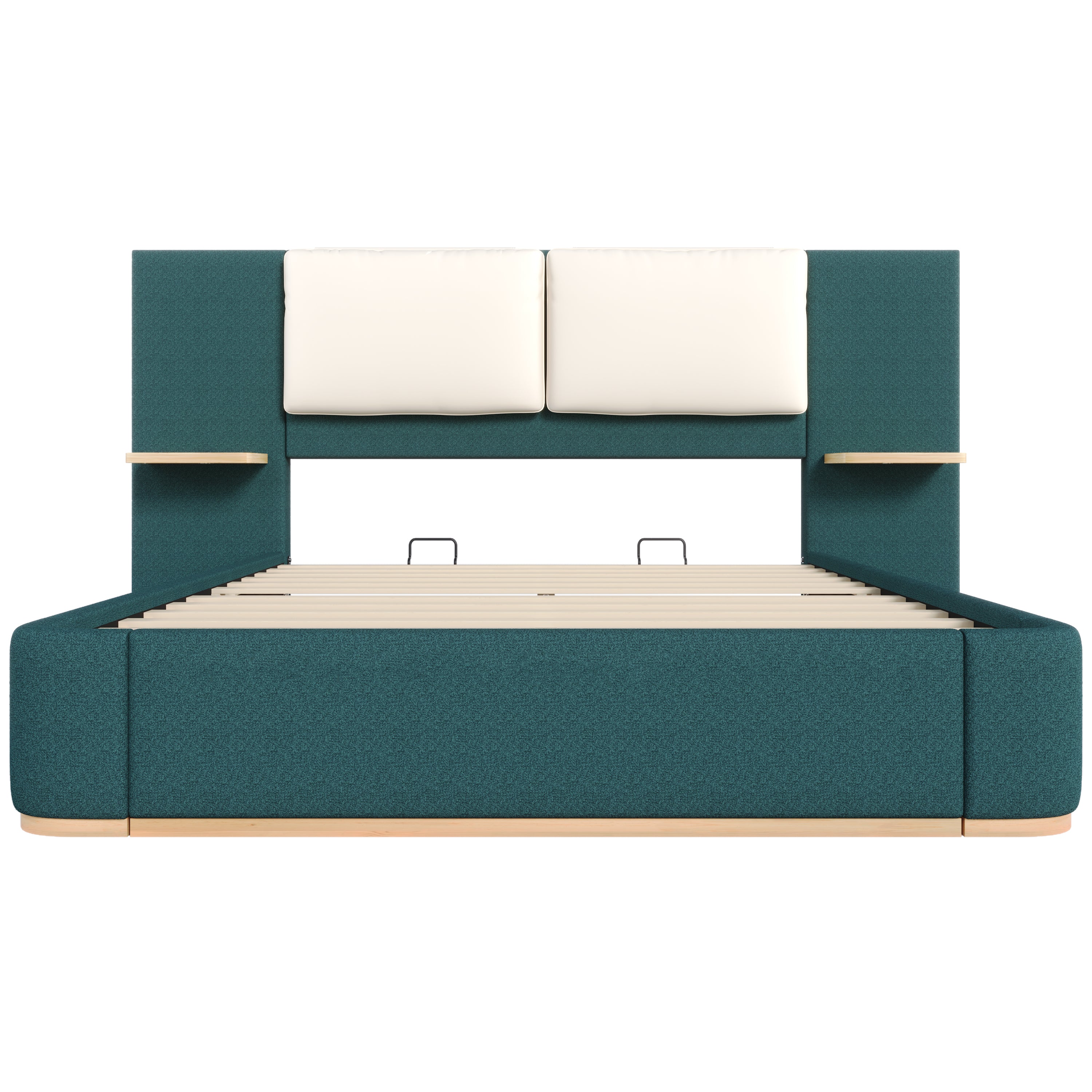 Christopher Knight Home Upholstered Storage Platform Bed with PU Headboard Cushion & Built-In Side Shelves