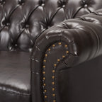 Christopher Knight Home Classic Tufted Chesterfield 3 Seater Sofa with Scrolled Arms & Nailhead Trim