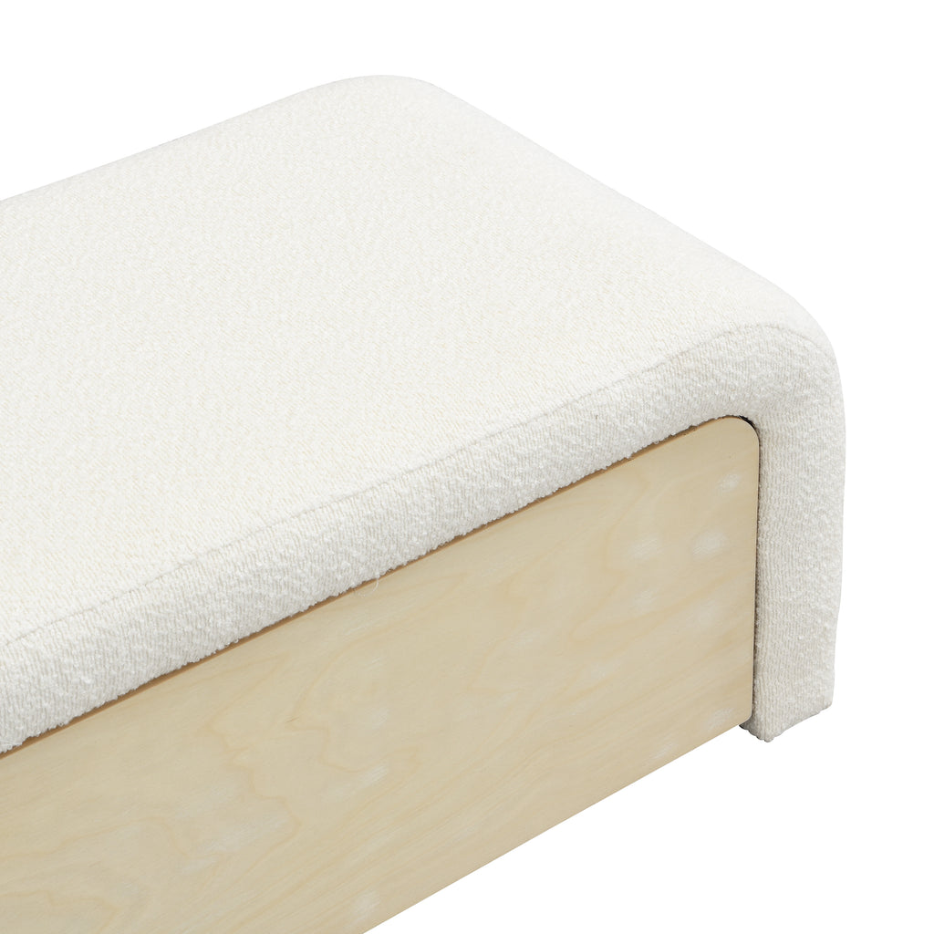 Christopher Knight Home Boucle Storage Ottoman with Solid Wood Drawer – Modern Upholstered Footrest & Organizer