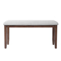 GDFStudio Anthony Upholstered 38" Bench with Padded Seat and Solid Wood Leg, Beige/Cherry