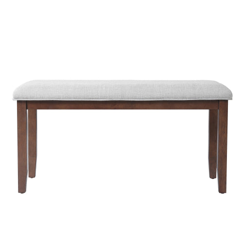 GDFStudio Anthony Upholstered 38" Bench with Padded Seat and Solid Wood Leg, Beige/Cherry