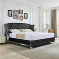Christopher Knight Home Modern Velvet Wingback Tufted Platform Bed with Nailhead Trim and Silver Legs
