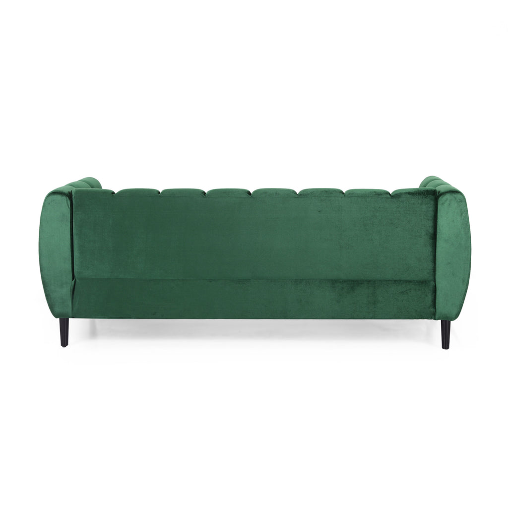 Modern Glam Velvet Sofa with Channel Stitching & Birch Wood Legs ¨C Luxury Upholstered Living Room Couch