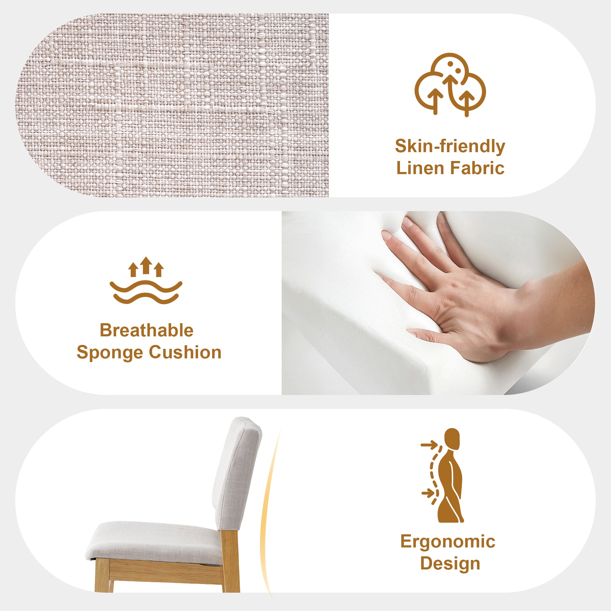 GDF Studio 5-Piece Dining Table Set with Stackable Chairs, Wood Kitchen Table Set for 4