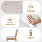 GDF Studio Upholstered Stackable Dining Chairs Set, Linen Fabric Kitchen Chairs with Solid Wood Frame (Set of 2)