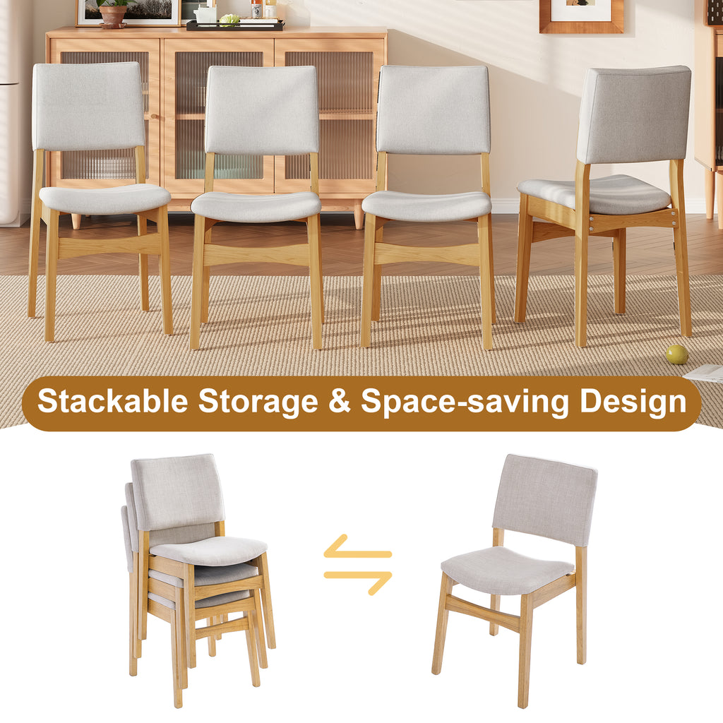 GDF Studio 5-Piece Dining Table Set with Stackable Chairs, Wood Kitchen Table Set for 4