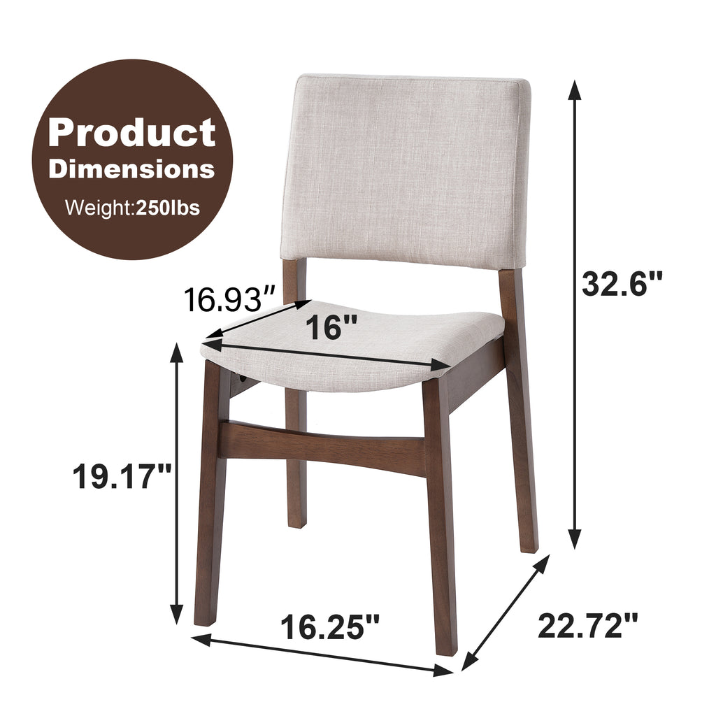 GDF Studio Upholstered Stackable Dining Chairs Set, Linen Fabric Kitchen Chairs with Solid Wood Frame (Set of 2)