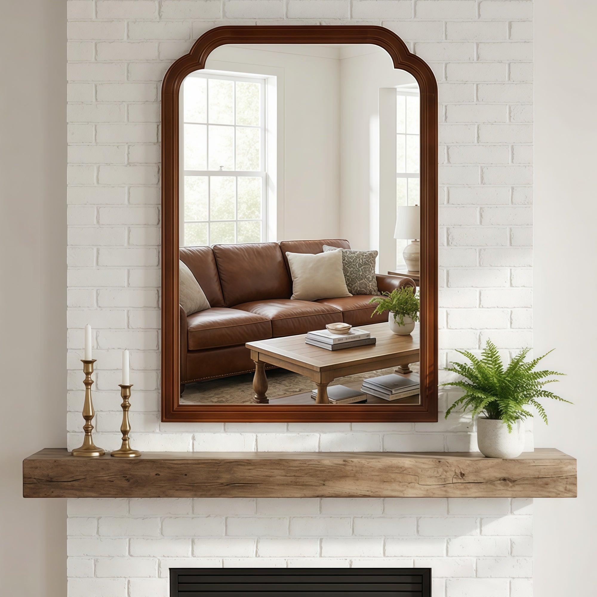 GDFStudio Orvina French Country Rounded Corner Decorative Mirror