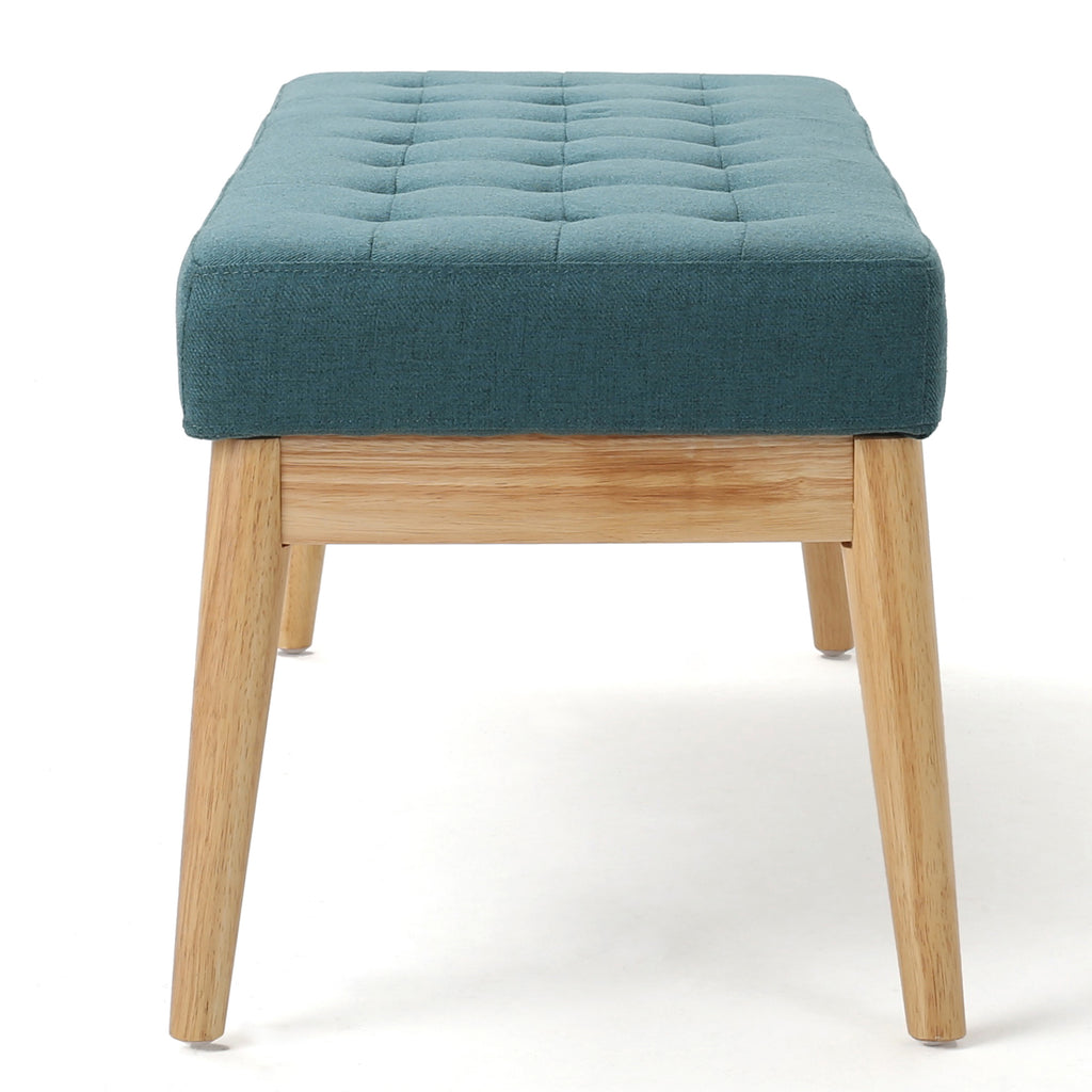 Christopher Knight Home Mid-Century Modern Tufted Upholstered Bench with Birch Wood Legs