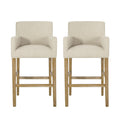 Christopher Knight Home Chilacot Modern 31" Rubberwood Upholstered Barstools, Beige/Brown, Set of 2