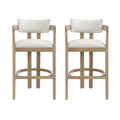 Christopher Knight Home Peyton Rubberwood Upholstered Bar Stool with Curved Open Back (Set of 2), Light Ash