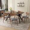 Christopher Knight Home Lareyna 7 Piece Mid-Century Modern Rubberwood Upholstered Dining Set, Dark Gray/Walnut