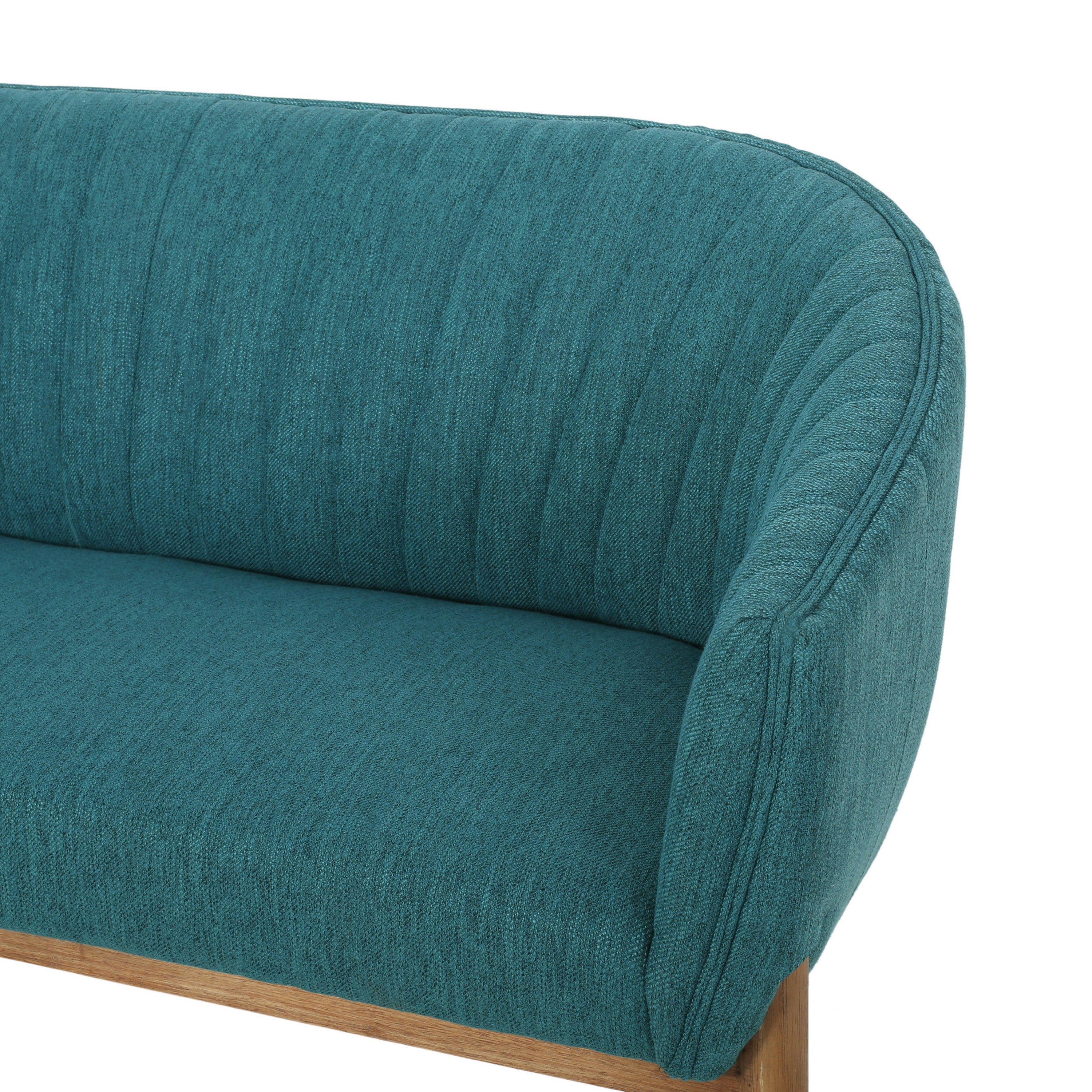 Mid-Century Modern Loveseat with Channel-Stitched Backrest & Rubberwood Legs ¨C Upholstered Small Sofa