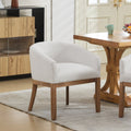 GDFStudio Morlyth Mid-Century Modern Rubberwood Upholstered Dining Chair with Curved Back, Beige