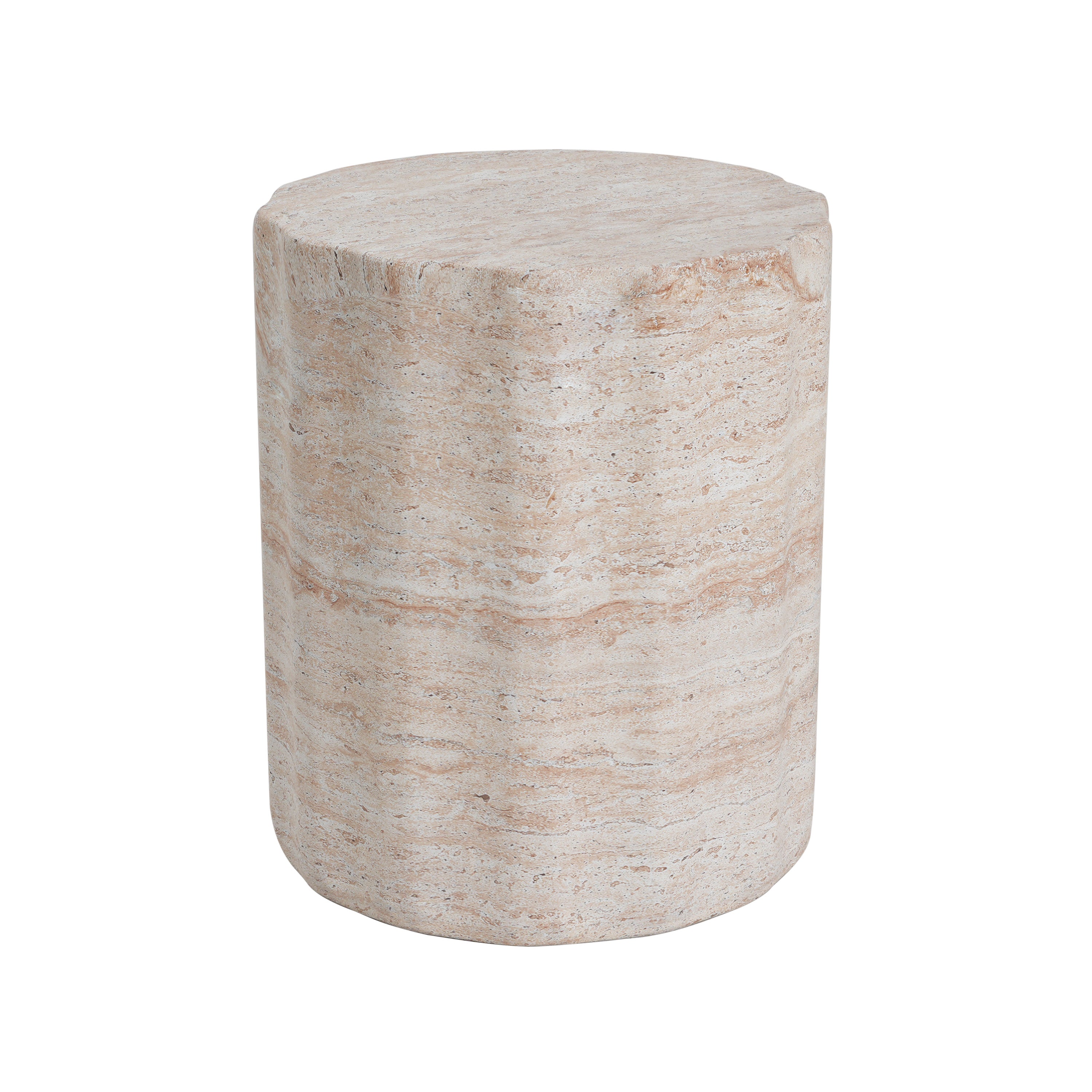 Christopher Knight Home Gina Modern Outdoor Cylinder Travertine Lightweight Concrete Side Table