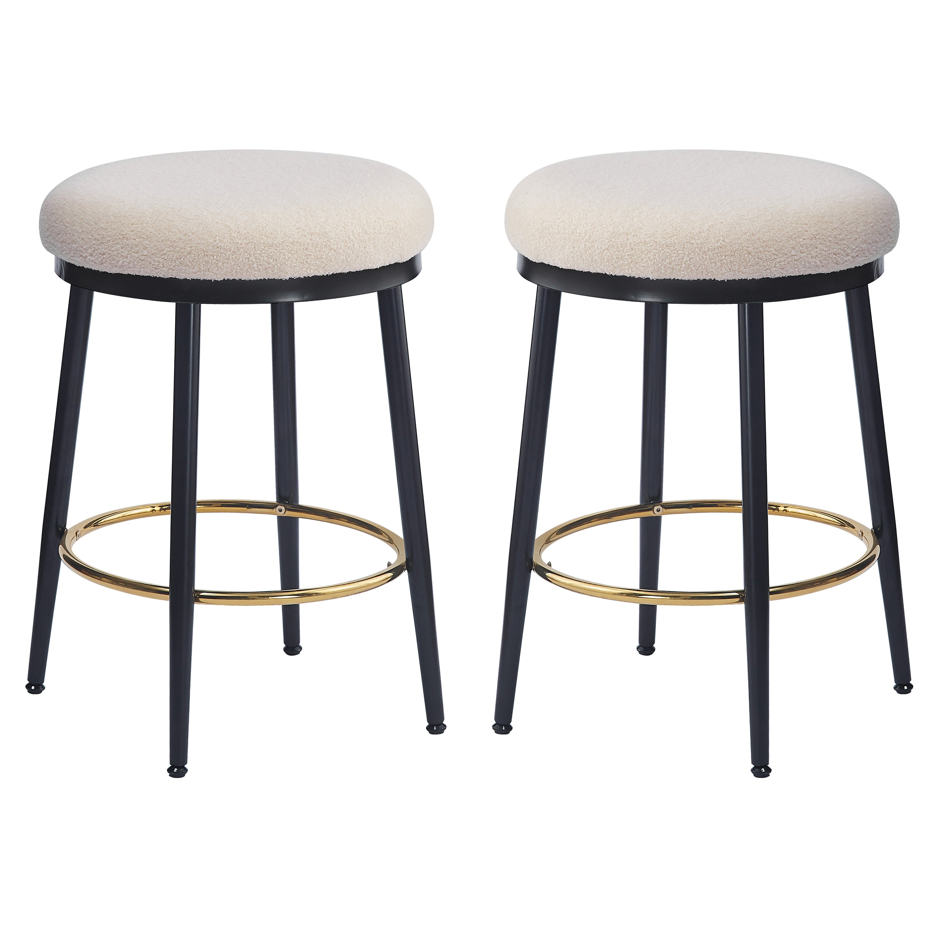 Christopher Knight Home Altrium 24.75" Modern Upholstered Iron Frame Counter Stools with Footrest, White