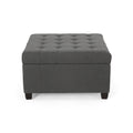 Tufted Square Storage Ottoman with Soft-Closing Hinges & Upholstered Lid