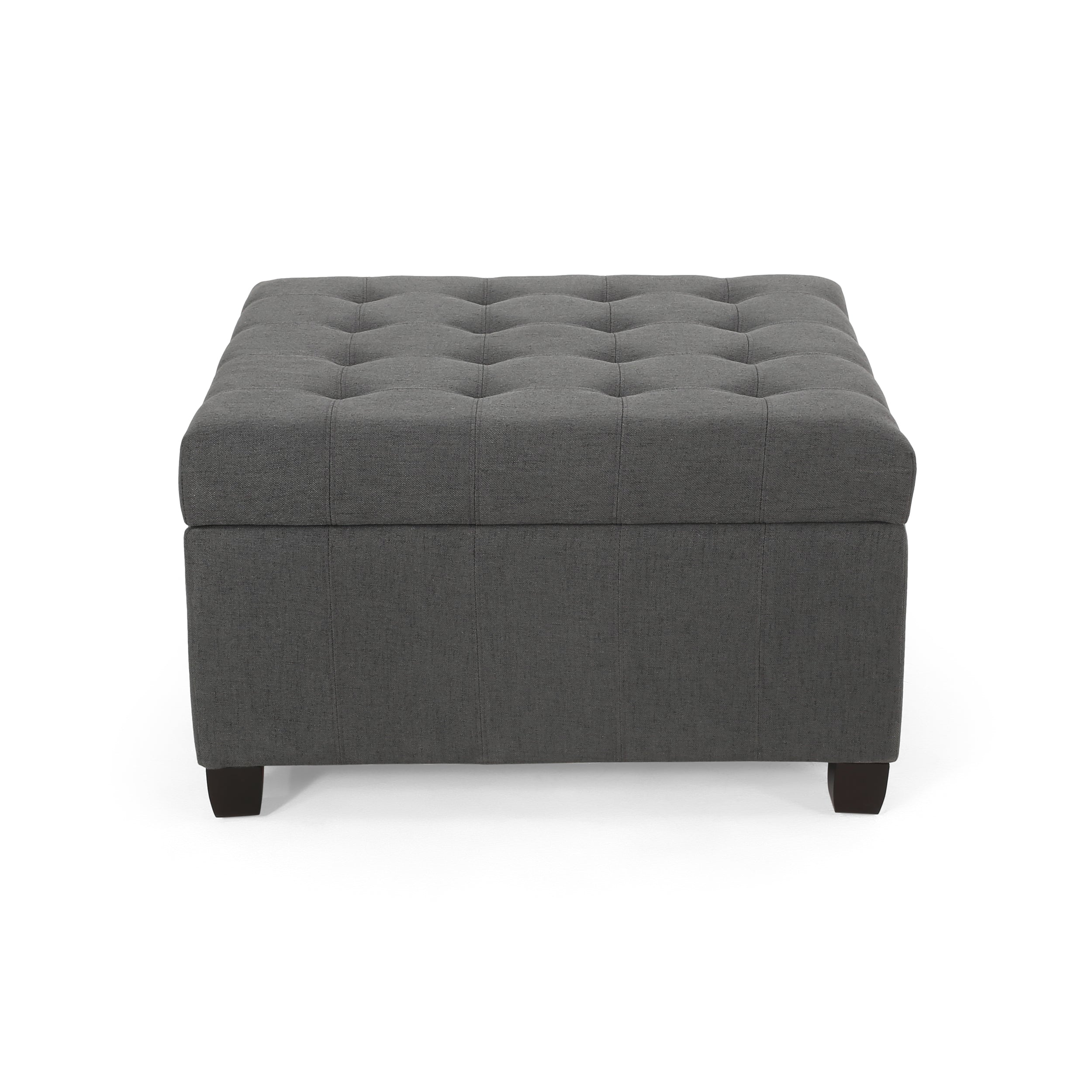 Tufted Square Storage Ottoman with Soft-Closing Hinges & Upholstered Lid