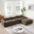 GDFStudio Milo Modern 116" Chenille Fully Compressed Modular Sofa with High-Density Foam and Ottoman, Brown