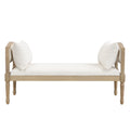 Christopher Knight Home Alma Farmhouse Upholstered Bench with Turned Solid Wood Legs and Side Cushions, Beige