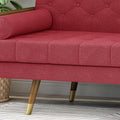 Mid-Century Modern Sofa with Button Tufting & Gold-Tipped Rubberwood Legs – Fabric Upholstered Living Room Couch