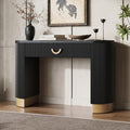 Christopher Knight Home Mirod Modern Ribbed Console Table with Drawer and Column Legs, Black