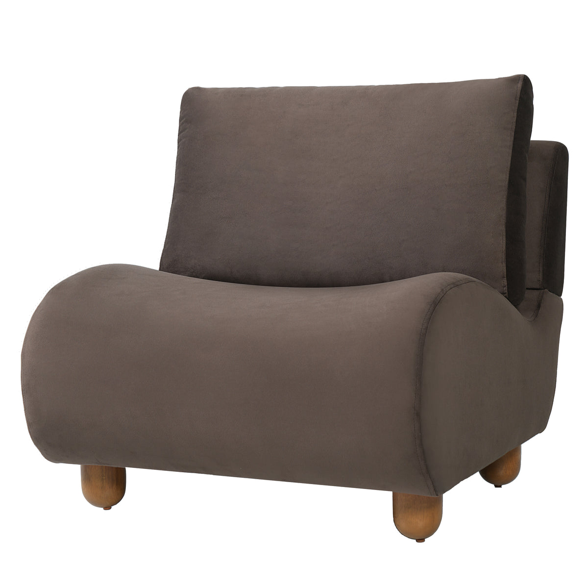 Christopher Knight Home Nephele Modern Velvet Upholstered Curved Accent Chairs with Rounded Edges and Wood Legs, Dark Brown