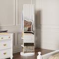 GDFStudio Bruce Modern Rubber Wood 360° Rotating Multifunctional Full Length Mirror with Hook Storage Rack