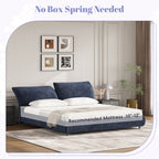 Christopher Knight Home Modern Fabric Upholstered Bed with Adjustable Cushion Headboard & Wood Slat Support