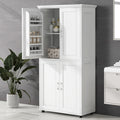 GDFStudio Marian Modern Wood Freestanding Bathroom Storage Cabinet with 4 Doors and Adjustable Shelf, White