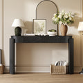 GDFStudio Perry 55" Entryway Console Table with Oval Top and Drawers, Black