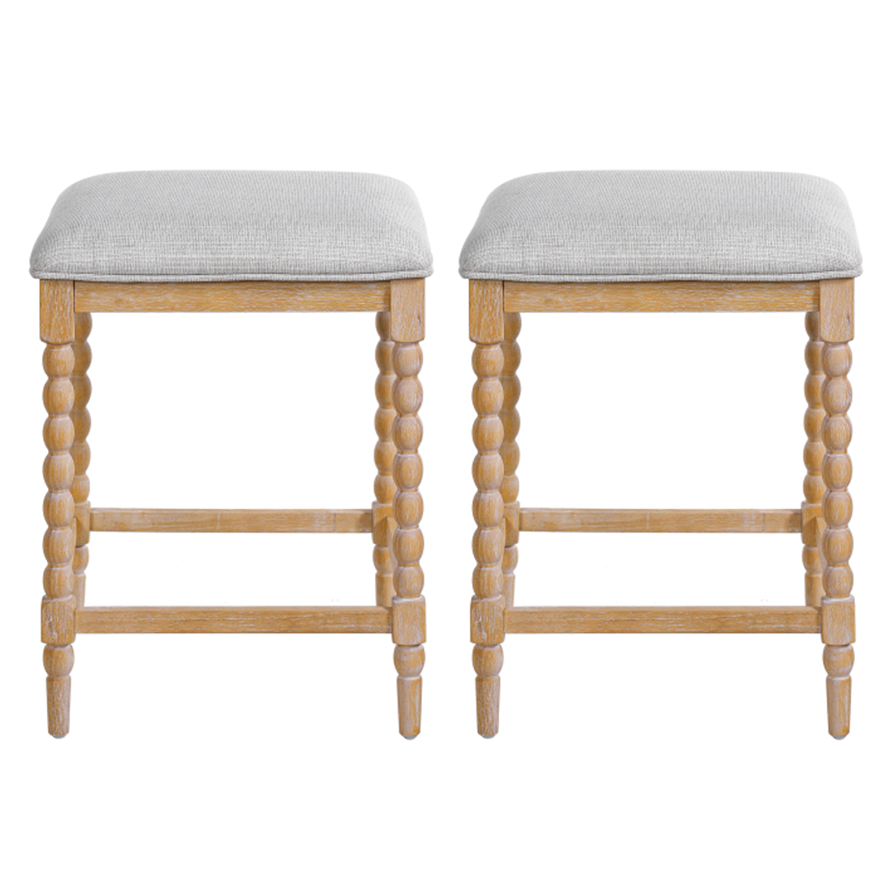Christopher Knight Home Amelia Rustic Acacia Wood Backless Counter Stools with Upholstered Seat, Natural, Set of 2