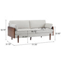 Mid-Century Modern Sofa 71.75" with Wood Sides & Slim Track Arms – Plush Living Room Couch