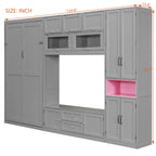 Twin Size Murphy Bed with TV Stand, Storage Drawers & Cabinets, Space-Saving Wall Bed for Small Rooms
