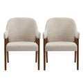 Christopher Knight Home Kyungsoo Modern Rubberwood Upholstered Dining Chairs with Armrests, Beige, Set of 2